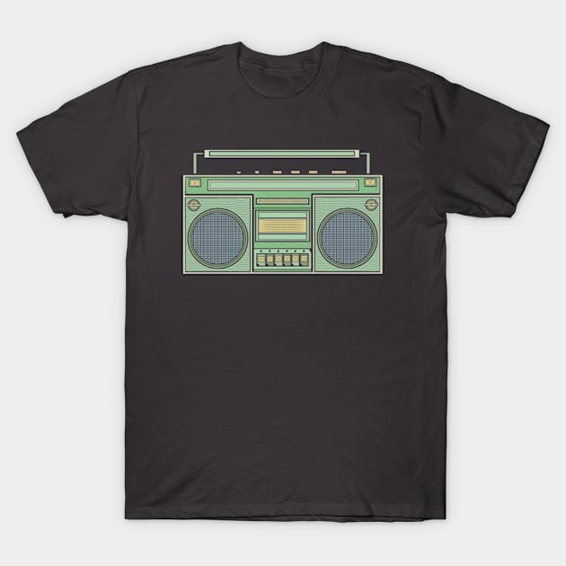 Green Vintage Boombox T-Shirt by milhad